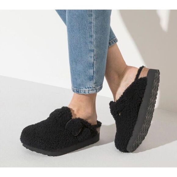Birkenstock Boston Shearling Big Buckle Platform Size 36 US5 New - Picture 2 of 7